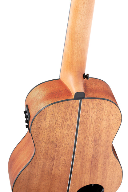 ORTEGA Lizard Series Short Scale Uke Bass 4 String Lefty - Acacia Natural + Bag