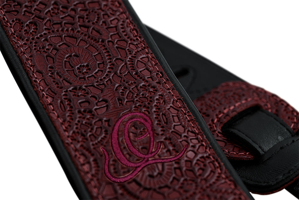 ORTEGA Echtledergitarrengurt - Byzantine Bordeaux