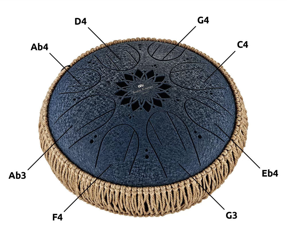 MEINL Sonic Energy Medium Octave Steel Tongue Drum 10" - C Minor/8 Notes/432 Hz - Navy Blue