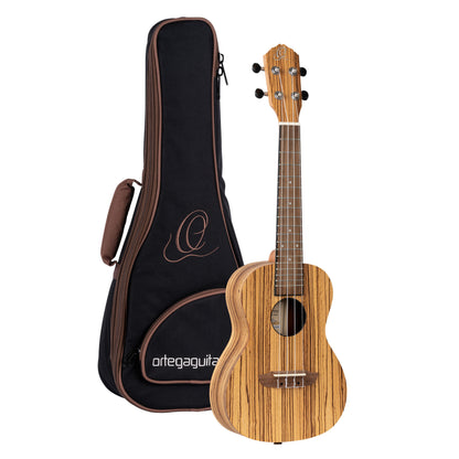 ORTEGA Timber Series Concert Ukulele 4 String - Zebrawood Natural + Bag