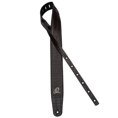 ORTEGA Echtledergitarrengurt - Dark Brown Croco