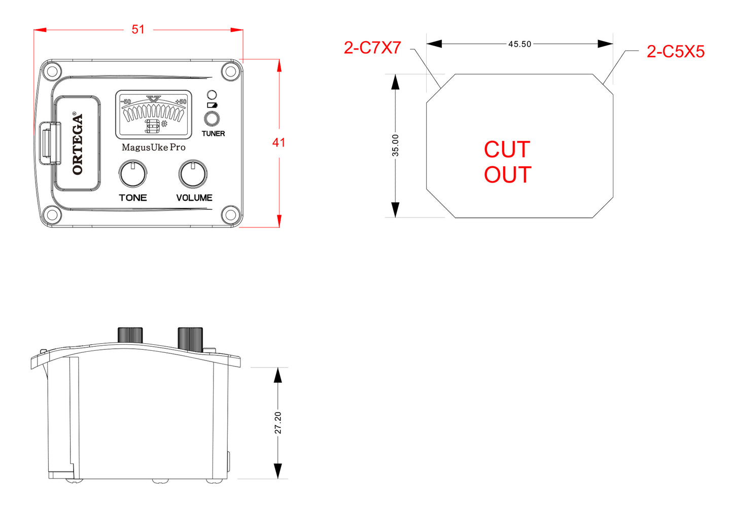 ORTEGA Ukulele Preamp System