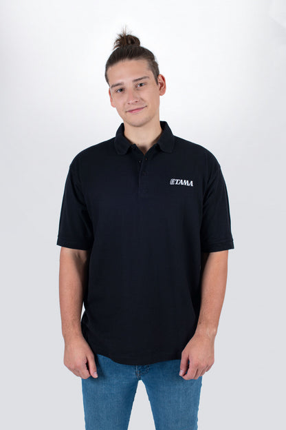 Tama black polo with embroidered logo on chest