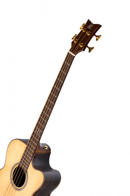 ORTEGA The Private Room Medium Scale Acoustic Bass 4 String - Spruce / Striped Ebony Natural + Bag