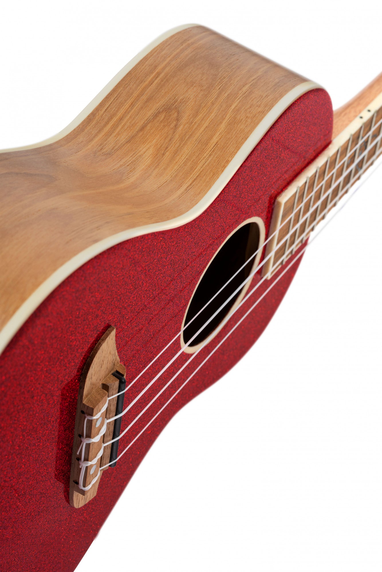 ORTEGA Element Serie Konzert Ukulele 4 String - Spruce / Catalpa Metallic Red + Bag