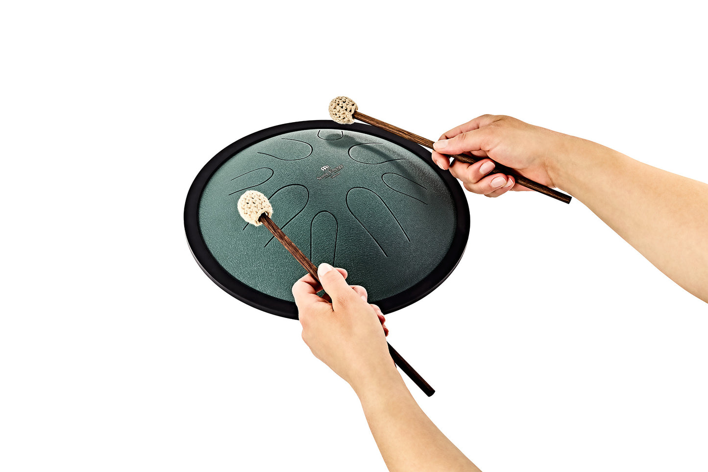 MEINL Sonic Energy 10" Compact Steel Tongue Drum, H Moll, 8 Töne, 432 Hz, Dunkelgrün