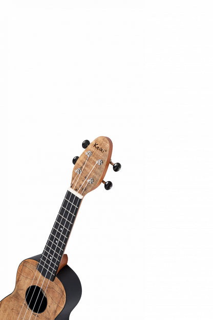 KEIKI K3 Serie Sopran Ukulele Lefty Set - Spalted Maple / ABS