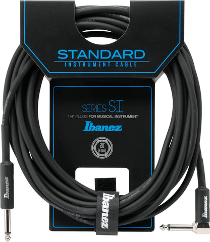 IBANEZ SI Serie (Standard) Instrumentenkabel - Gerade & abgewinkelter Stecker - Klinke - Klinke, Schwarz - 6,10 m / 20 ft