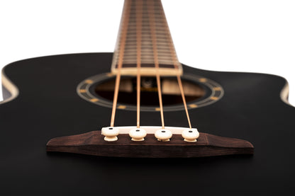 ORTEGA Deep Series 7 Medium Scale Acoustic Bass 4 String - Spruce / Mahogany Satin Black