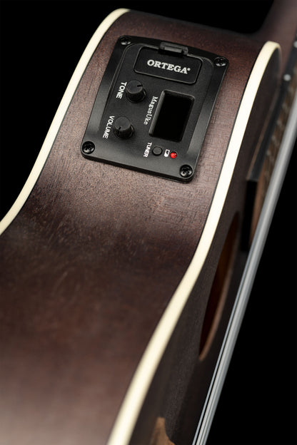ORTEGA Earth Series Concert Preamp Ukulele 4 String - Okoume Coal Black