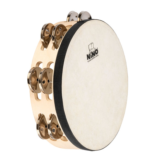 NINO Percussion Tamburin mit Kunststofffell zweireihig - 8” Natural