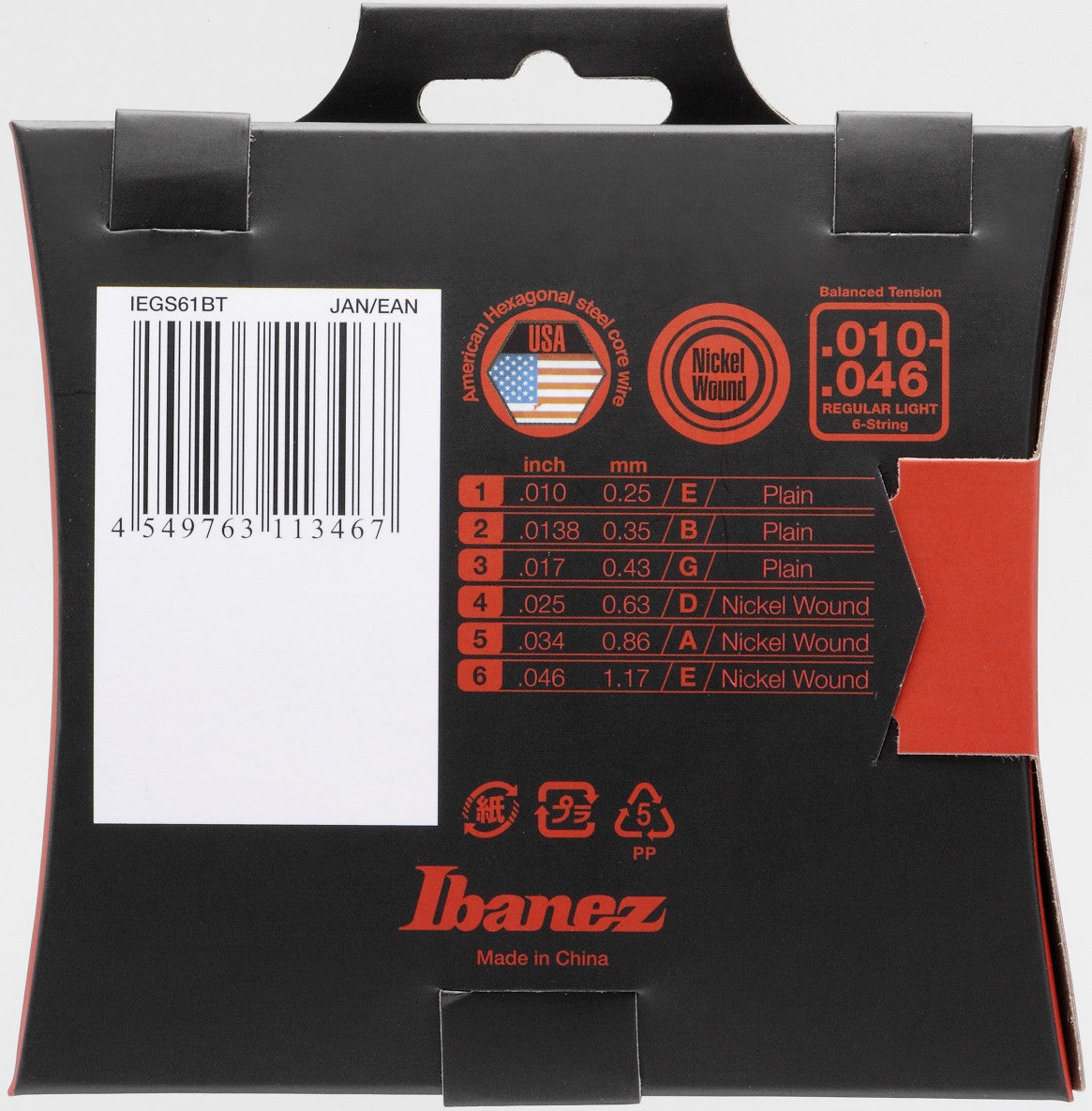 IBANEZ Saiten Set für 6 String E-Guitar - Balanced Regular Light