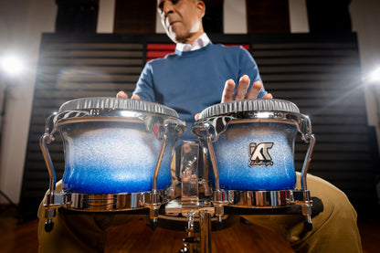MEINL Percussion Artist Series Bongo William "Kachiro" Thompson, REMO® Black Calfskin Skyndeep Heads - 7" & 8 1/2" Electric Sky