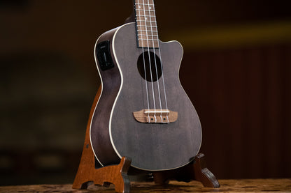 ORTEGA Earth Series Concert Preamp Ukulele 4 String - Okoume Coal Black