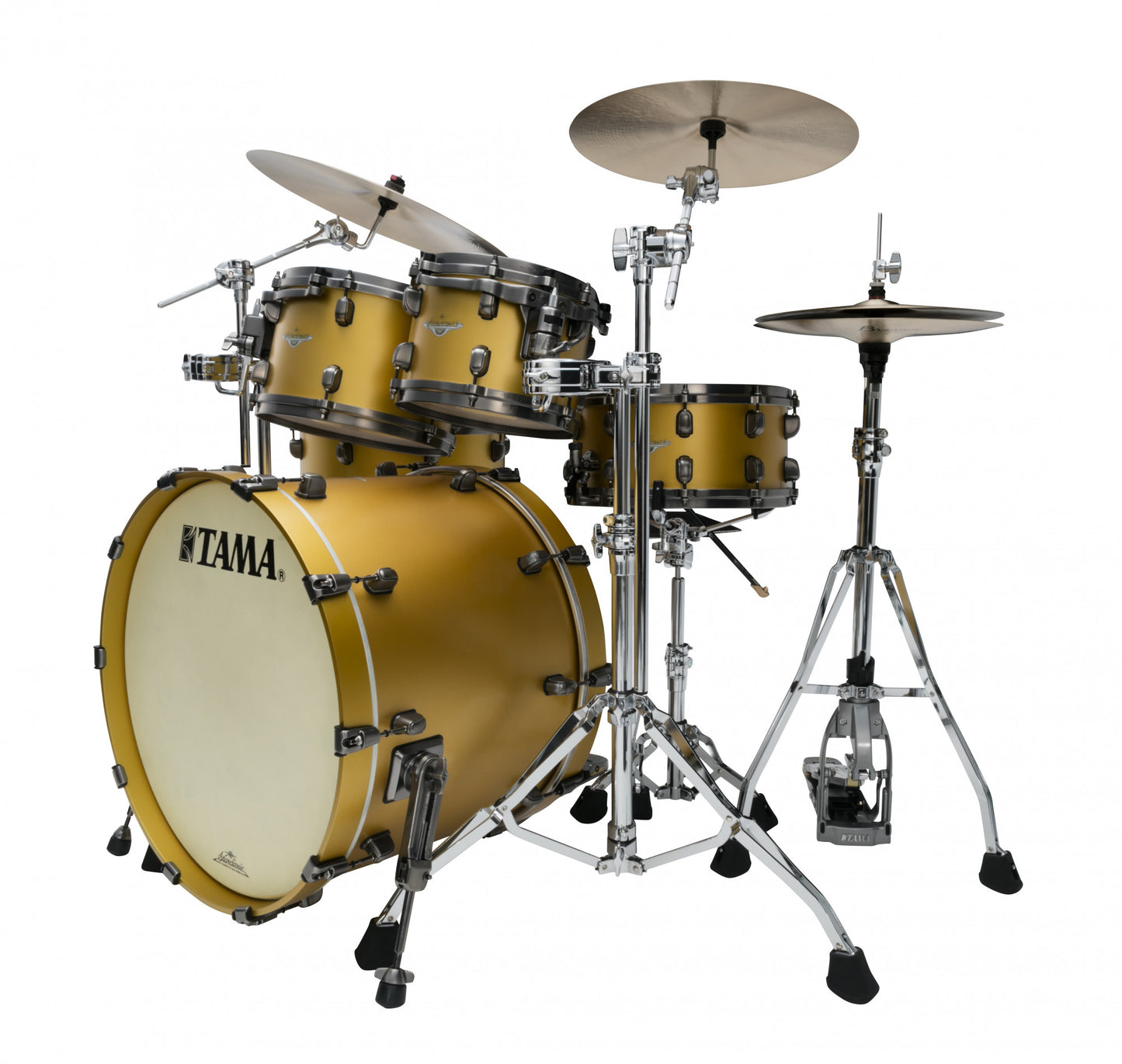 TAMA Starclassic Maple Lacquer Shell Kit 4 teilig - Satin Aztek Gold Metallic/Smoked Black Nickel HW