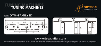 ORTEGA Family Series Guitar Tuning Machines - Gold/Black