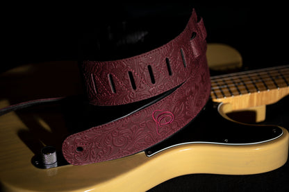ORTEGA Echtledergitarrengurt - Byzantine Bordeaux