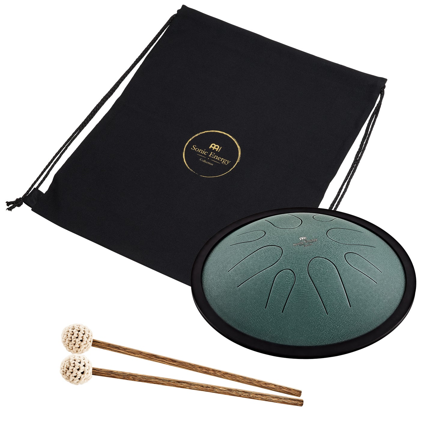MEINL Sonic Energy 10" Compact Steel Tongue Drum, H Moll, 8 Töne, 432 Hz, Dunkelgrün