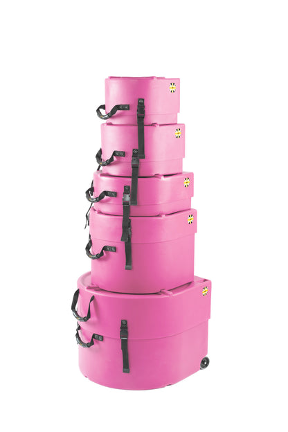 HARDCASE Rock/Fusion Case Set- 22“ Bass Drum, 10“ Tom, 12“ Tom, 14“ Floor Tom, 16“ Floor Tom, 14“ Snare Drum - Pink / fully lined