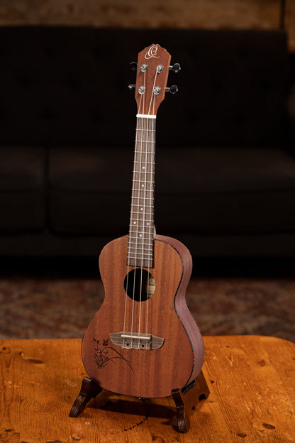 ORTEGA Bonfire Serie Konzert Ukulele 4 String Lefty - Fichte/Sapele Natur