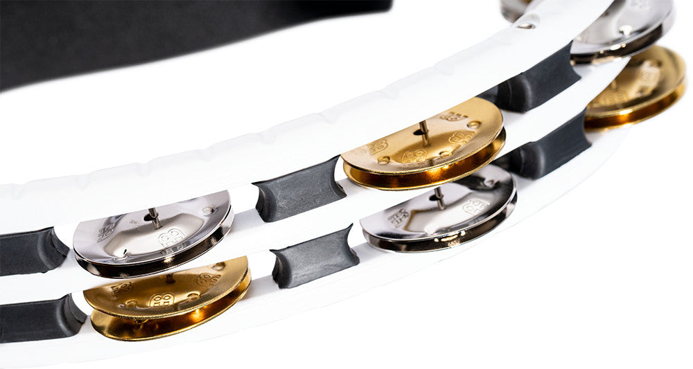 MEINL Percussion Traditional ABS Series Hand Held Molded ABS Tambourine - weiß/vernickelter Stahl/Messing massiv