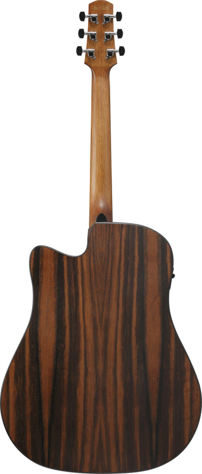 IBANEZ Advanced Acoustic AAD Acoustic Guitar 6-String - Transparent Charcoal Burst Top Natural Open Pore Back & Sides