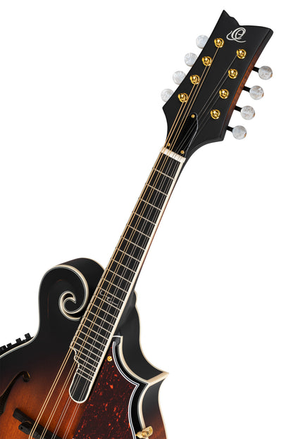 ORTEGA F-Style Serie Mandolin 8 String - Solid Spruce / Solid Flamed Antique Violin Oil + Bag
