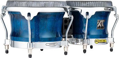 MEINL Percussion Artist Series Bongo William "Kachiro" Thompson, REMO® Black Calfskin Skyndeep Heads - 7" & 8 1/2" Blue Wave