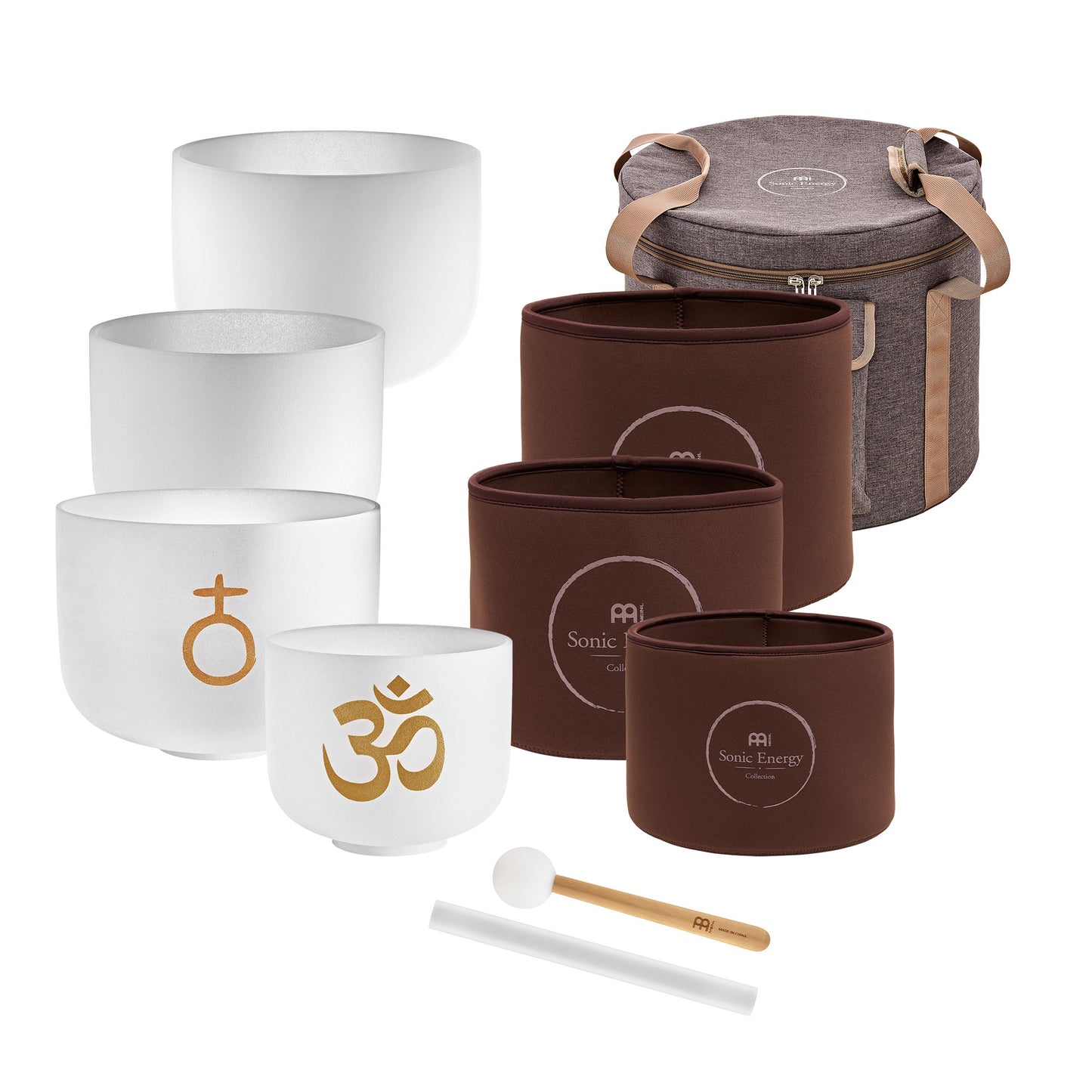 MEINL Sonic Energy 4-piece Om Crystal Singing Bowl Set