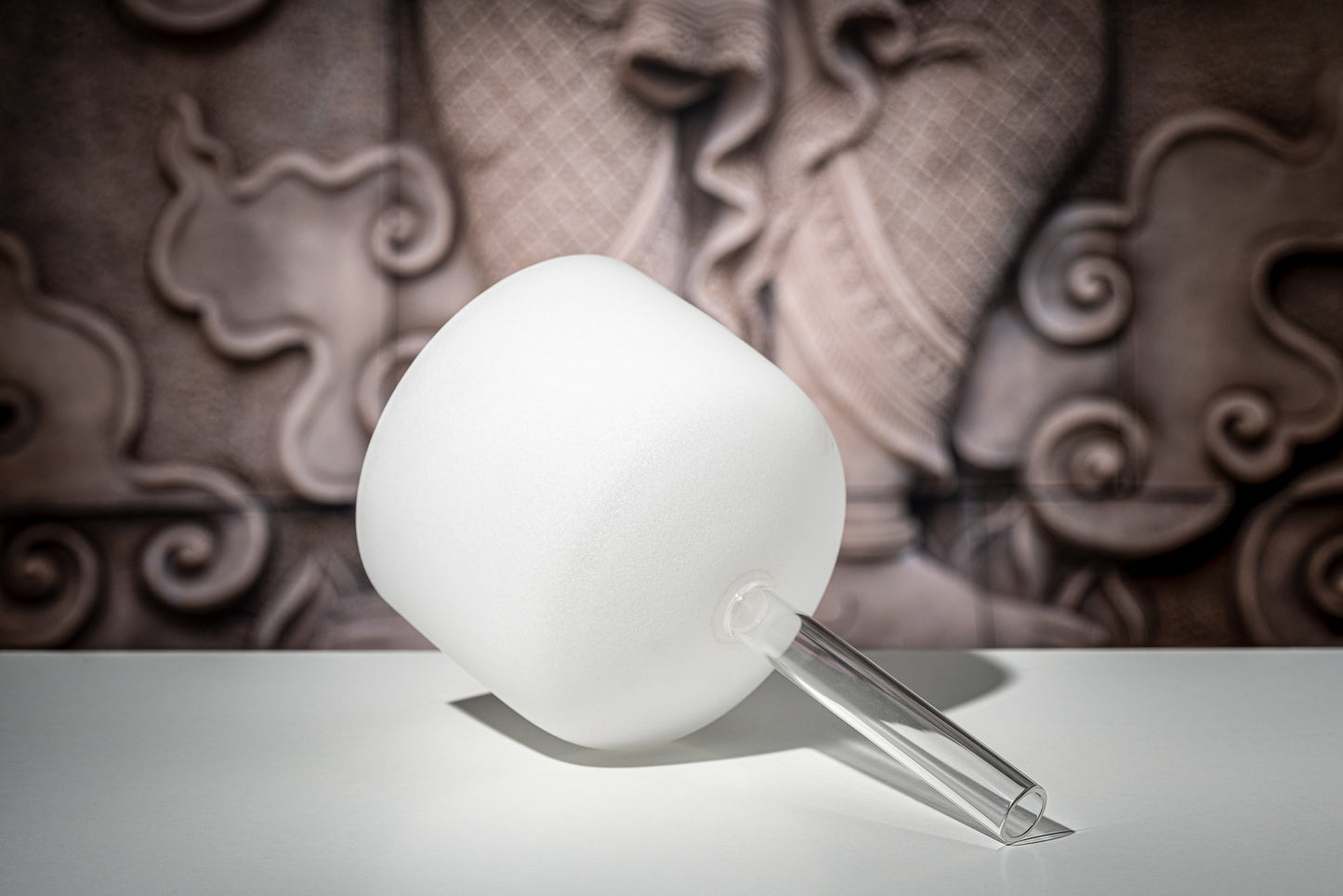 MEINL Sonic Energy White-frosted Crystal Singing Bowl with Handle 10" - B4/Crown Chakra/432 Hz