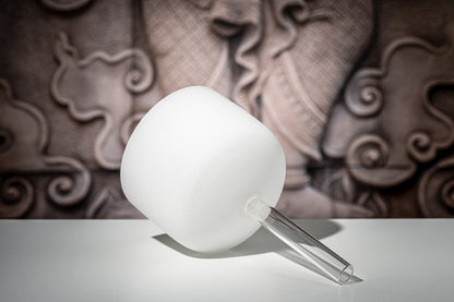 MEINL Sonic Energy White-frosted Crystal Singing Bowl with Handle 10" - B4/Crown Chakra/432 Hz