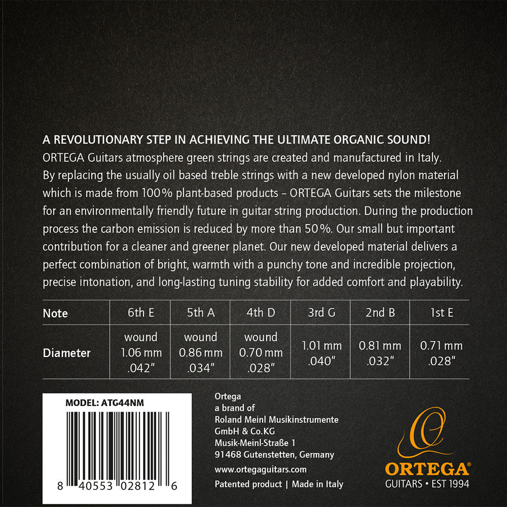 ORTEGA Atmosphere Green Series Nylon String Set - Medium Tension