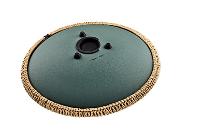 MEINL Sonic Energy Octave Steel Tongue Drum 16" - F Major/9 Notes/432 Hz - Dark Green, Engraved floral design