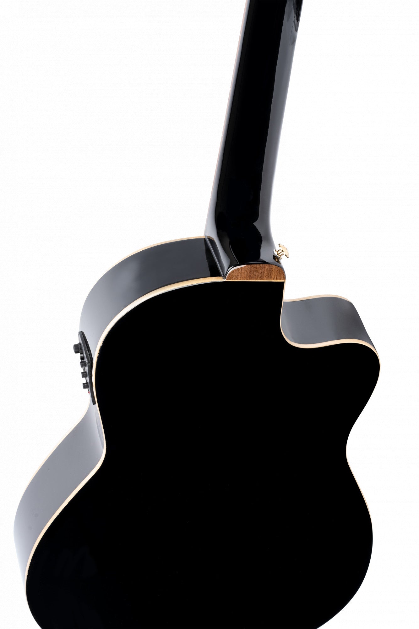 ORTEGA Performer Series 4/4 Thinline Konzertgitarre 6-String Lefty - Black + Gigbag