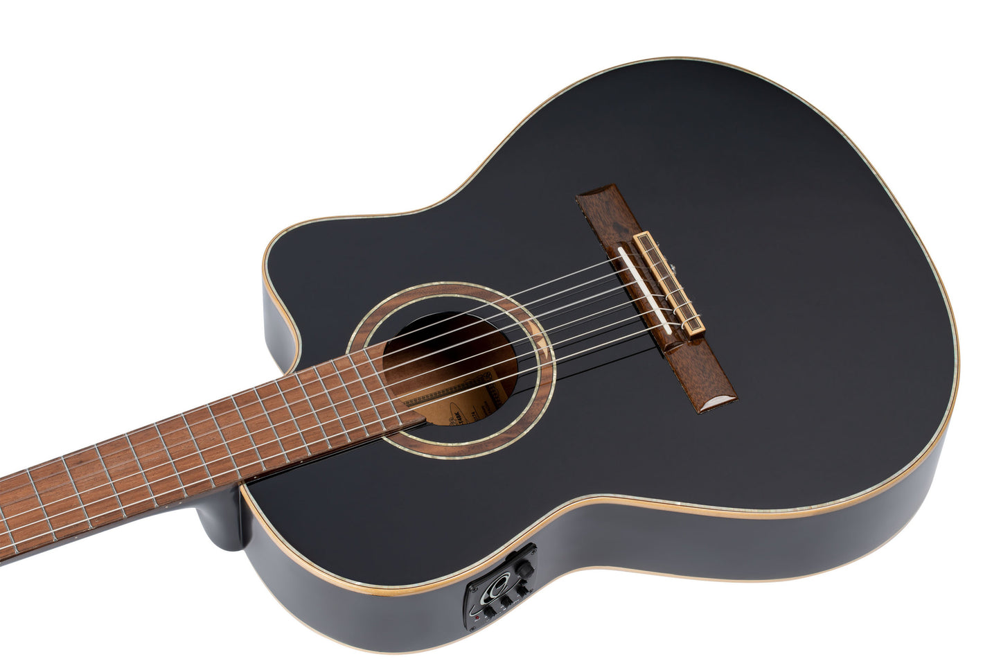 ORTEGA Performer Series 4/4 Thinline Konzertgitarre 6-String - Black + Gigbag