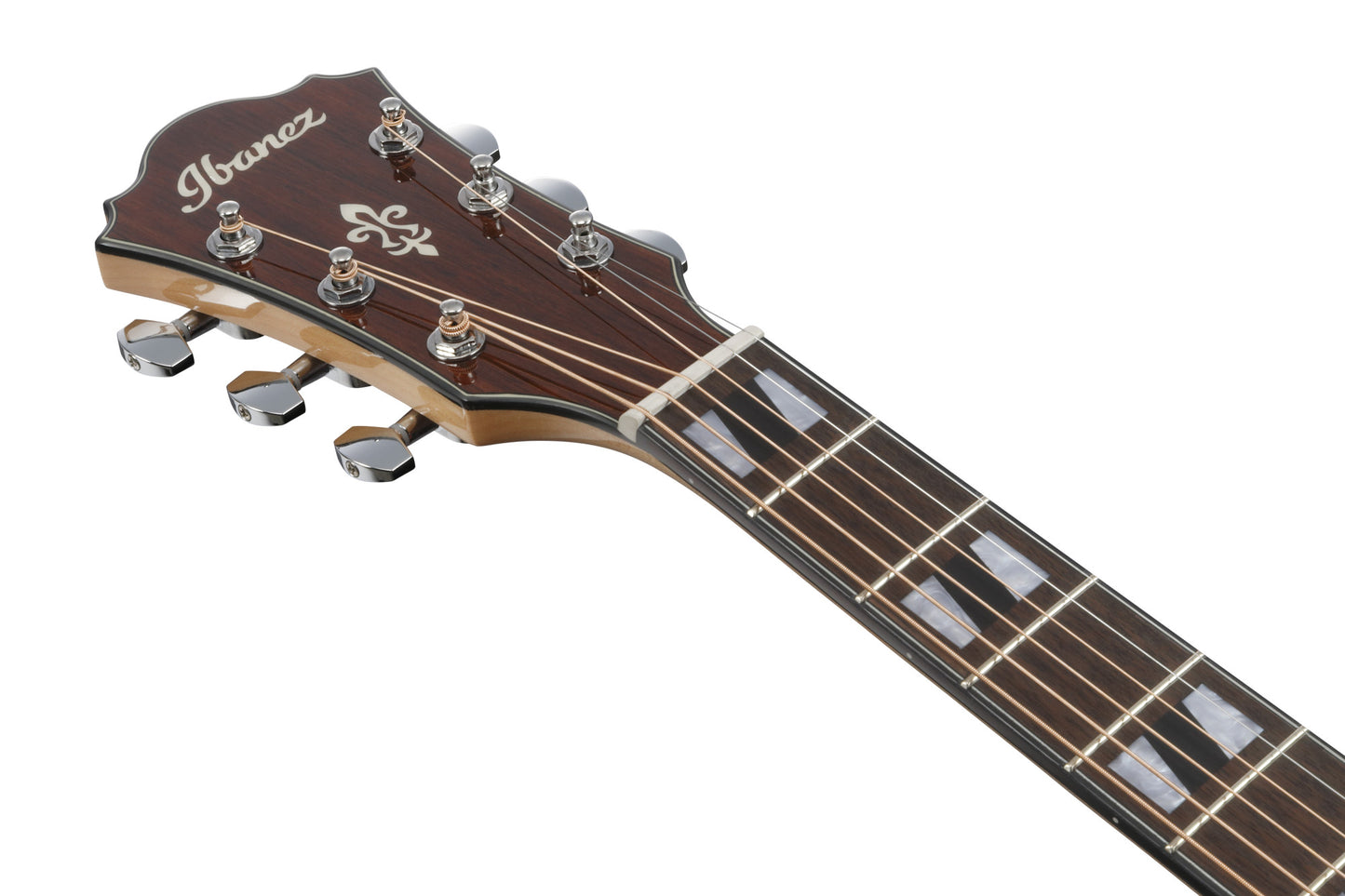 IBANEZ AE Akustikgitarre 6-String - Natural High Gloss Decke, Transparent Red High Gloss Zargen & Boden