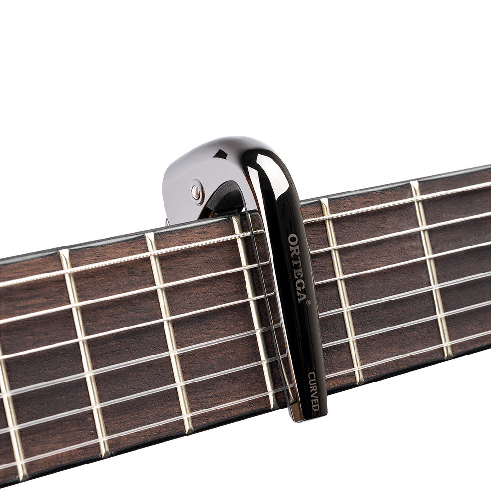 ORTEGA Curved Guitar Capo - Black Chrome