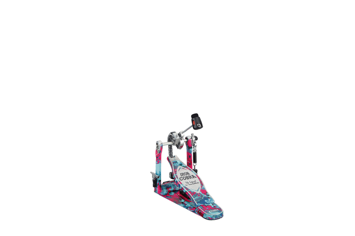 TAMA 50th Limited Iron Cobra Rolling Glide Single Pedal - Marble Coral Swirl