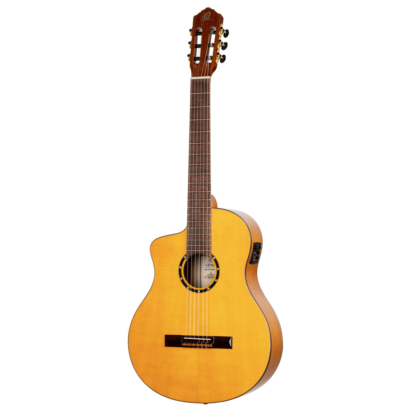 ORTEGA Family Series Pro 4/4 Konzertgitarre 6 String Lefty - Massive Fichte / Cypress Gloss Stain Yellow + Bag