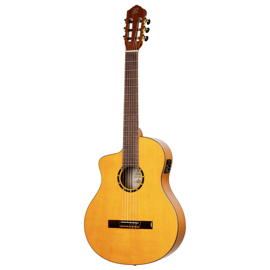 ORTEGA Family Series Pro 4/4 Konzertgitarre 6 String Lefty - Massive Fichte / Cypress Gloss Stain Yellow + Bag