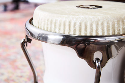 MEINL Percussion Artist Series Bongo Roberto Serrano, REMO® Fiberskyn Heads - 7" & 8 1/2" Pearl White