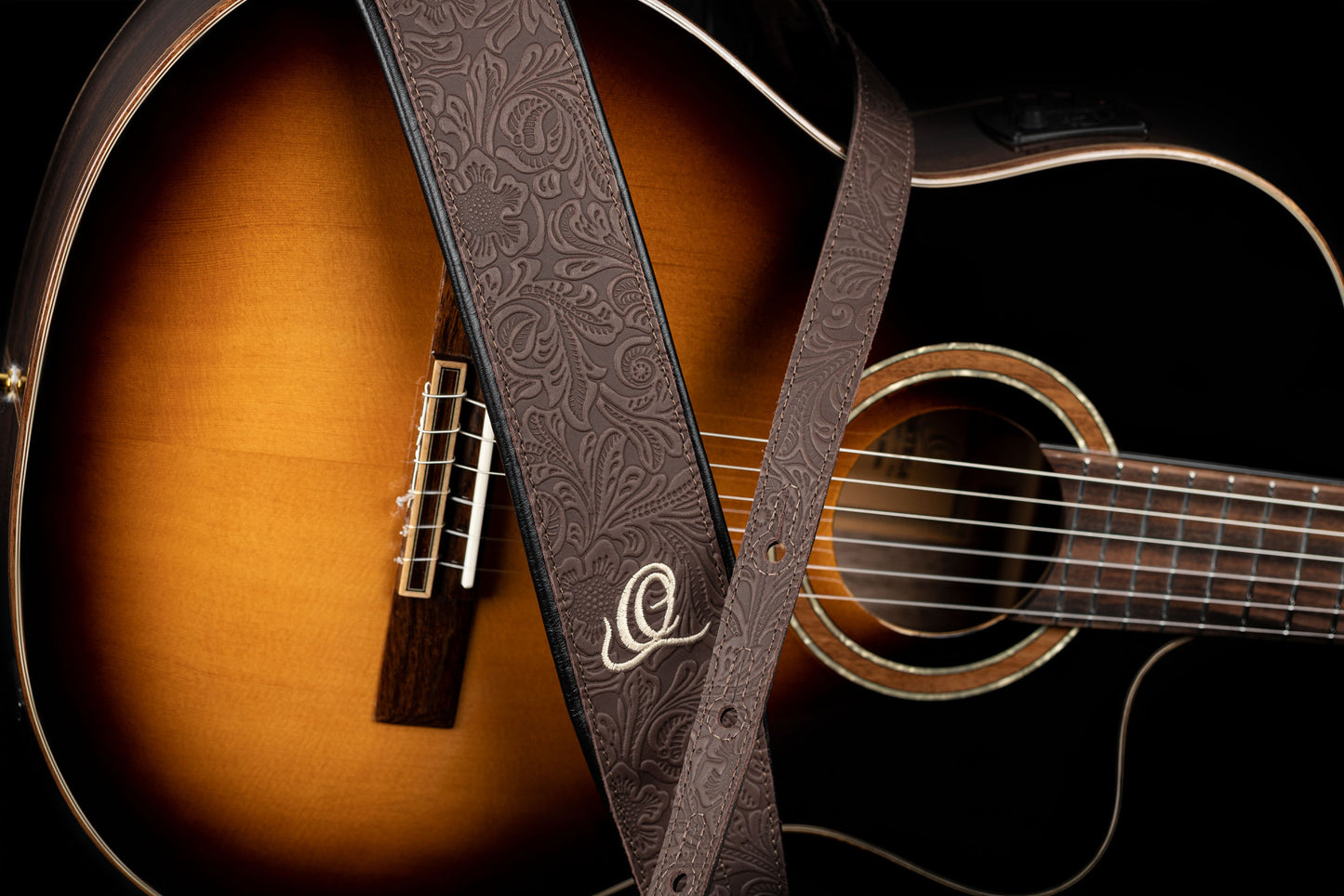 ORTEGA Echtledergitarrengurt - Byzantine Cocoa