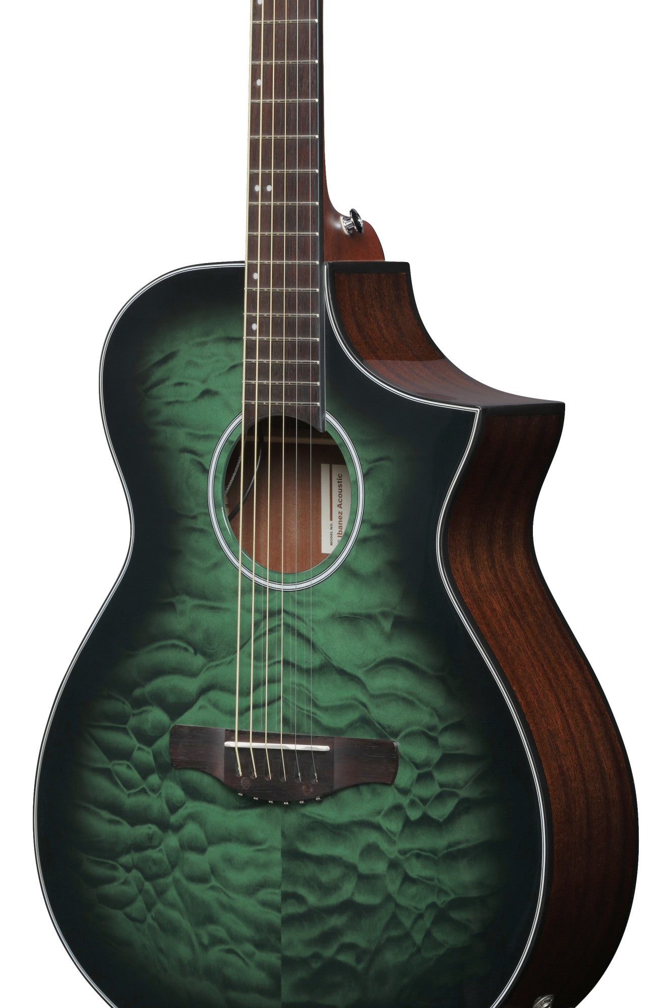 IBANEZ AEWC Acoustic Guitar 6-String - Transparent Emerlad Burst Top & Natural High Gloss Back & Side