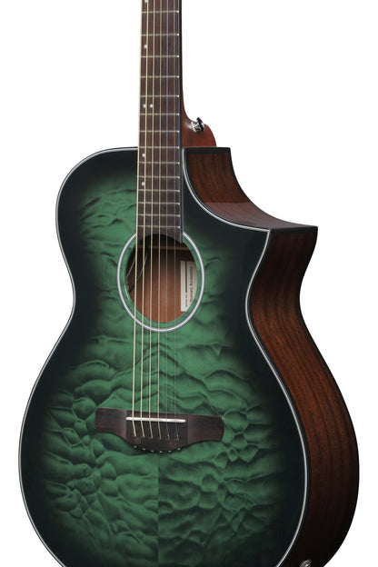 IBANEZ AEWC Acoustic Guitar 6-String - Transparent Emerlad Burst Top & Natural High Gloss Back & Side