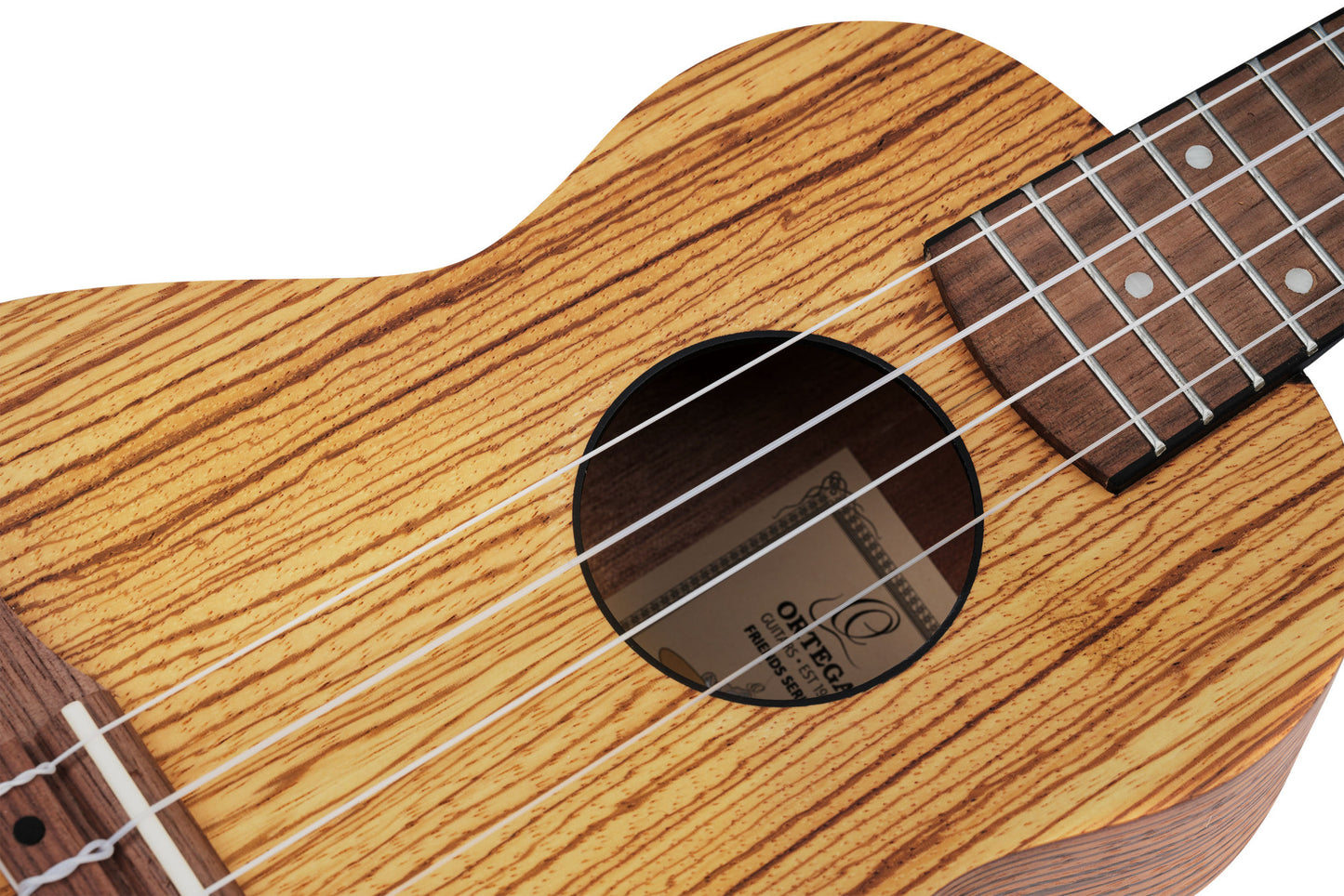 ORTEGA Timber Series Soprano Ukulele 4 String - Zebrawood Natural + Bag