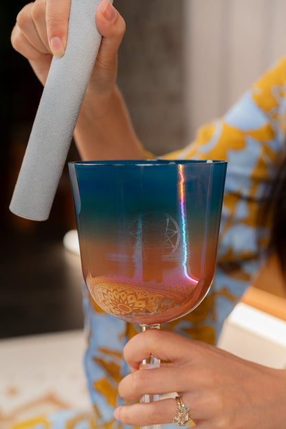 Meinl Sonic Energy 4,5" Essence Solfeggio Crystal Singing Bowl Mi 528 Hz, Sunrise Blue