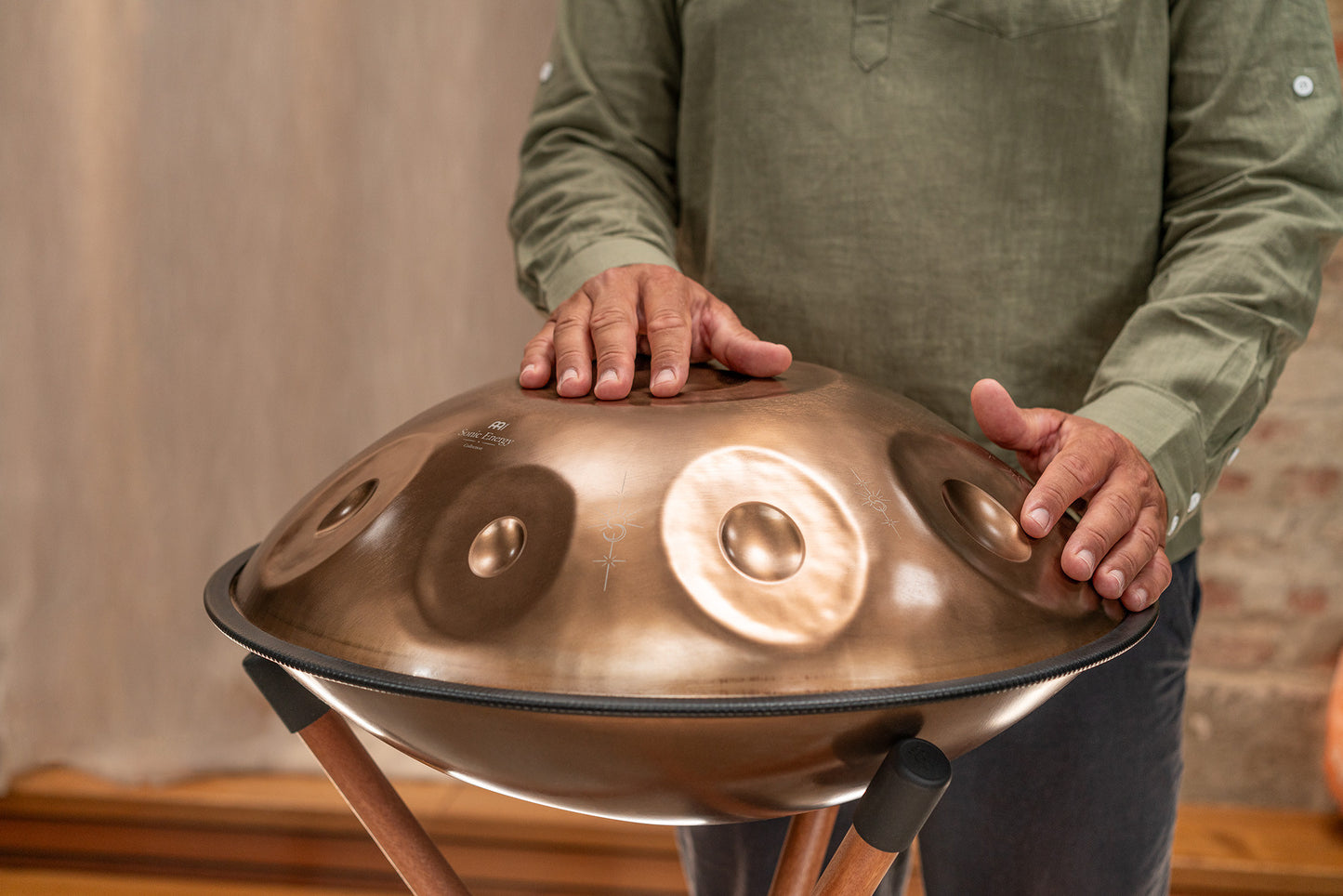 MEINL Sonic Energy Sensory Handpan, Stainless Steel, Bb2 Amara, 9 Notes, 432 Hz, Vintage copper, Engraved design