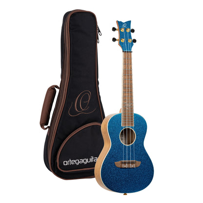 ORTEGA Element Serie Konzert Ukulele 4 String - Spruce / Catalpa Metallic Blue + Bag