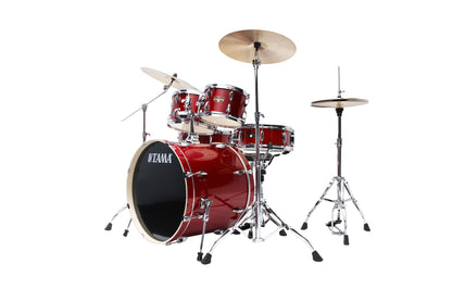 TAMA Imperialstar Drum Set 5 teilig - Burnt Red Mist/Chrom HW + MEINL Cymbals HCS Cymbal Kit/Stage Master Double-Braced Hardware Kit