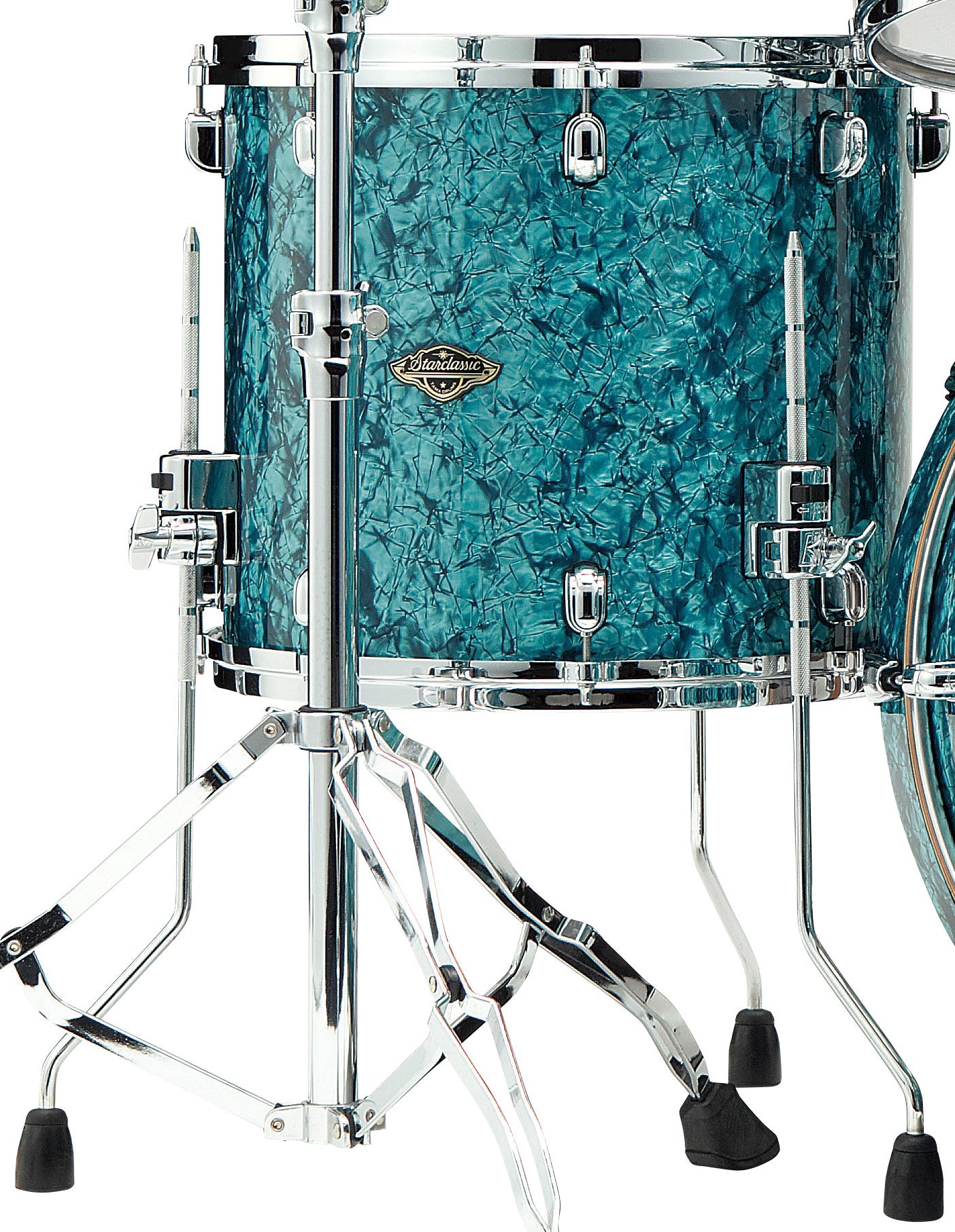 TAMA Starclassic Walnut/Birch Duracover Wrap Floor Tom 14" x 14" - Turquoise Pearl/Chrom HW